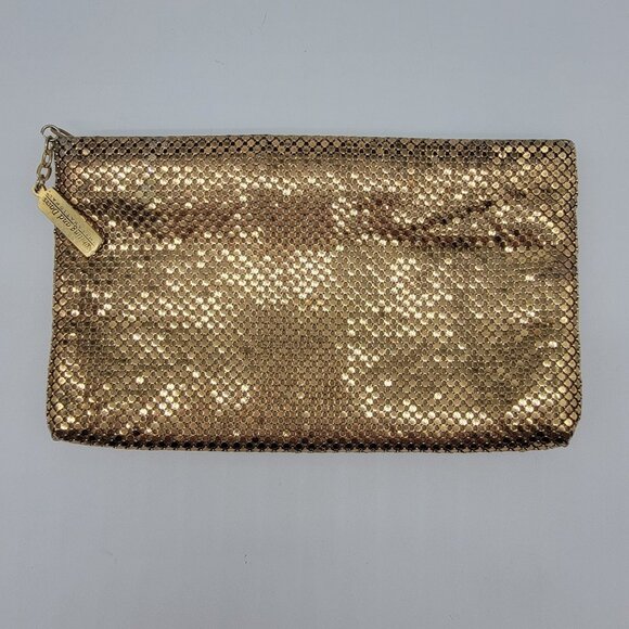 Whiting‎ & Davis Clutch Metal Mesh Purse Vintage Gold Classic Fancy - Picture 1 of 6
